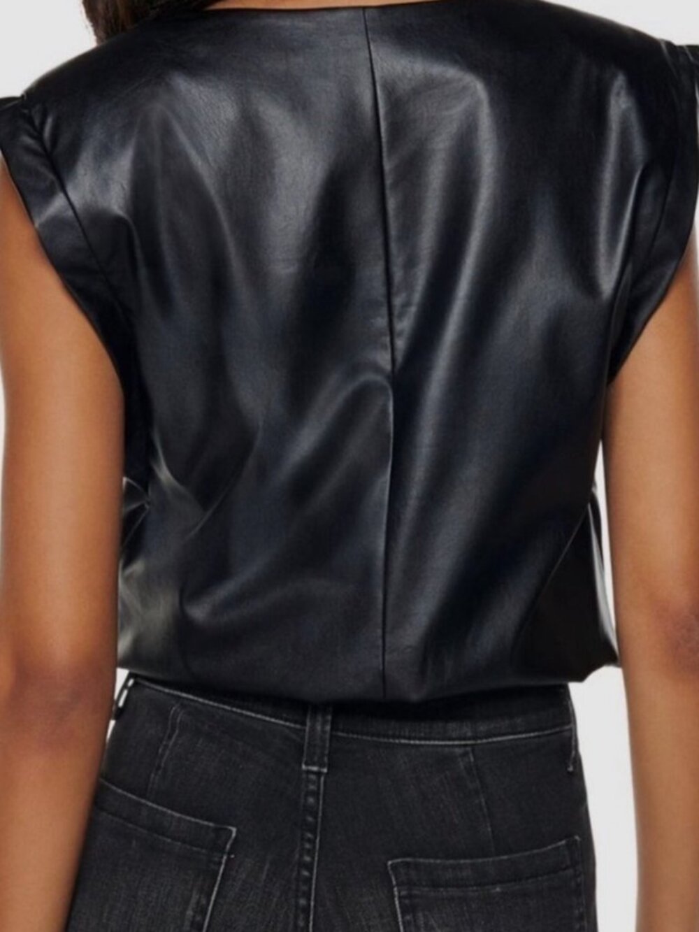 NWOT RAMY BROOK NEW YORK BLACK FAUX LEATHER CROP SLEEVELESS TOP SIZE: XS - Picture 3 of 9